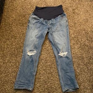 Maternity boyfriend style pants. Full panel